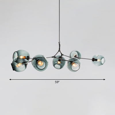 Molecular Chandelier Lighting Postmodern Metal 7 Lights Suspension Lamp with Dimpled Glass Shade