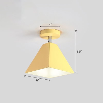 Pyramid Metal Semi Flush Light Nordic 1 Head Rotating Ceiling Light Fixture for Corridor