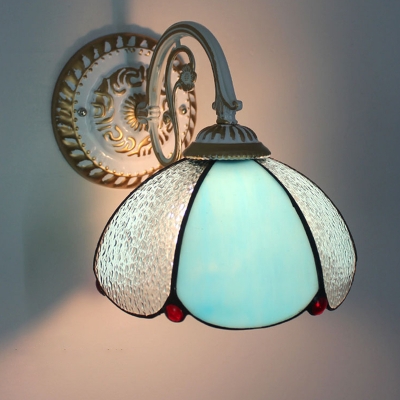 Stained Glass Flower Wall Lamp Tiffany 1-Light Wall Mount Lighting Fixture for Corridor