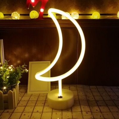 White Cartoon Battery Night Lamp Childrens Plastic LED Table Light for Bedroom Decoration