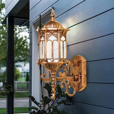 1-Light Cylindrical Wall Sconce Light Antique Aluminum Wall Mount Lamp for Villa Garden