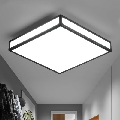 Acrylic Square LED Ceiling Light Fixture Simplicity Black Flush Mounted Light for Balcony
