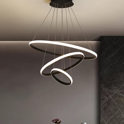 Halo Chandelier Lighting Minimalism Aluminum Dining Room LED Pendant Light Fixture