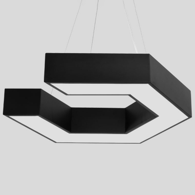 Minimalist LED Pendant Ceiling Lamp C-Shaped Chandelier with Acrylic Shade for Office