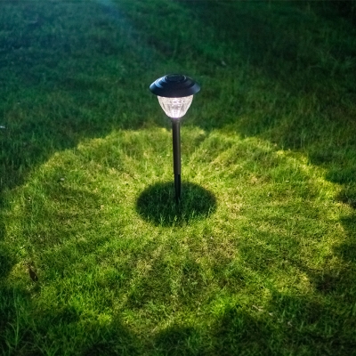 Minimalist Tapered Solar Stake Light Stainless Steel Patio LED Lawn Light in Black
