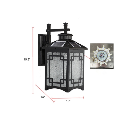 Rectangle Aluminum Wall Mount Lamp Vintage Patio Solar LED Sconce Light in Black
