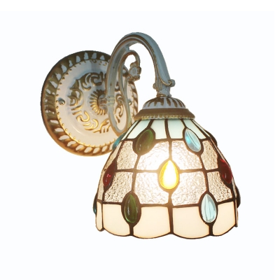 Stained Glass Flower Wall Lamp Tiffany 1-Light Wall Mount Lighting Fixture for Corridor