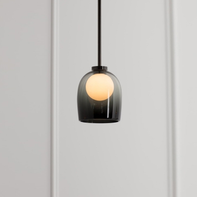 Bell Shape Hanging Light Nordic Glass 1 Bulb Dining Room Pendant with Ball Shade Inside