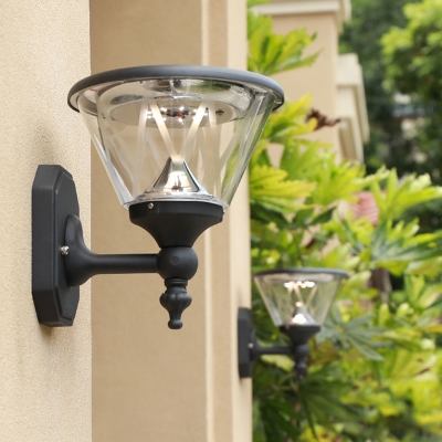 Black Tapered Wall Mount Lamp Minimalism Aluminum Courtyard LED Wall Sconce Light