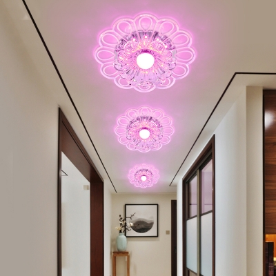 Blossom Flush Mount Spotlight Modernist Clear Crystal LED Ceiling Fixture for Aisle