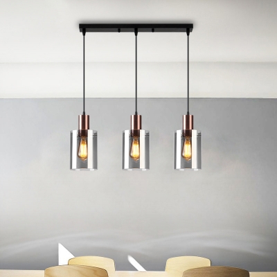 Bottle Smoke Grey Glass Multi Pendant Nordic 3 Lights Rose Gold Suspension Lamp for Dining Room