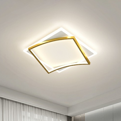 Creative Minimalist Square Ceiling Flush Light Metallic Bedroom LED Flush Mount Lighting