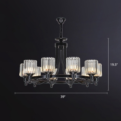 Cylindrical Up Chandelier Postmodern Prismatic Optic Crystal Pendant Light Fixture for Living Room