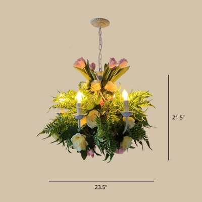 Imitation Plant Restaurant Hanging Lamp Country Style Iron Suspended Lighting Fixture