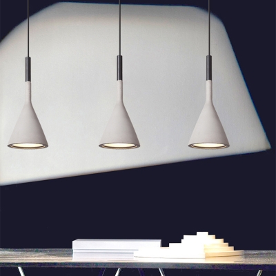 Nordic Funnel Shaped Pendant Lamp Concrete Single-Bulb Bedside Hanging Light Fixture