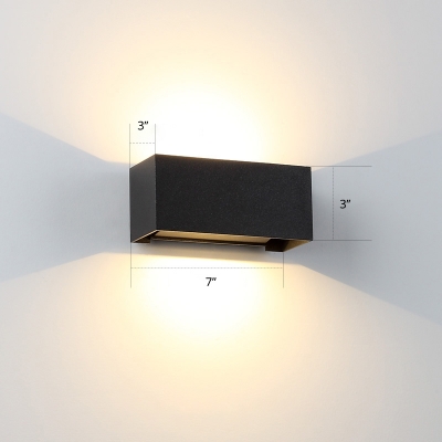 Rectangular Garden LED Wall Lamp Sconce Metal Contemporary Up Down Light in Black