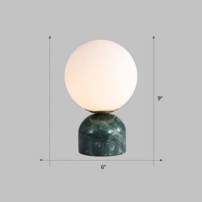 Simple Ball Shaped Table Lamp Cream Glass 1-Light Living Room Night Light with Marble Dome Base