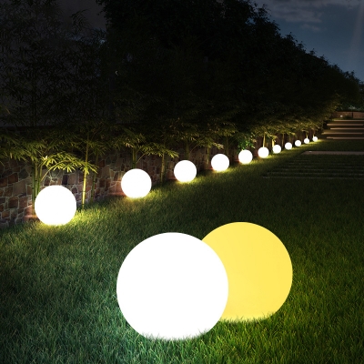 Sphere Garden Path Light PE Minimalistic LED Ground Lighting in White with Remote Control