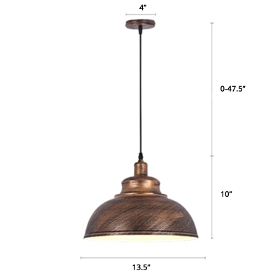 Warehouse Style Bowl Pendant Lamp Single-Bulb Iron Suspension Light for Restaurant