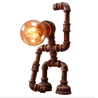 Weathered Bronze Iron Night Lamp Gibbon Shaped 1 Head Steampunk Table Light for Bedroom