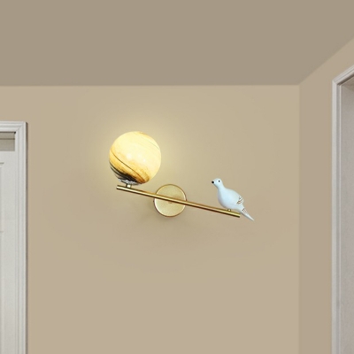 Bird Wall Lighting Ideas Artistic Metal 1-Light Bedroom Wall Mounted Light in Gold