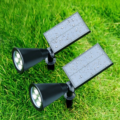 Black Conical Solar Landscape Light Minimalism Acrylic LED Stake Spotlight for Outdoor