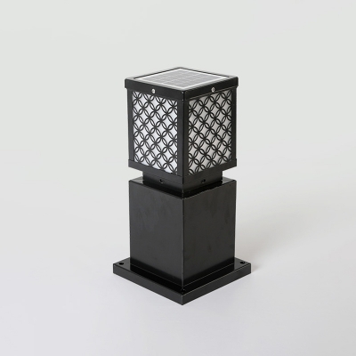 Black Grille Rectangle Solar Stake Light Modern Acrylic LED Landscape Lamp for Garden