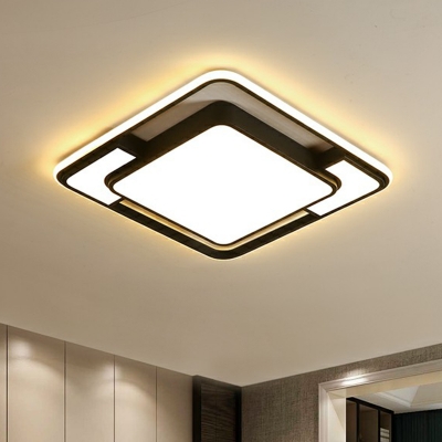 Black Quad Shaped Flush Light Nordic LED Acrylic Ceiling Mounted Light for Living Room