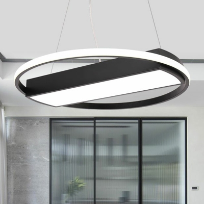 Circle and Rectangle Chandelier Modern Acrylic Gymnasium LED Suspension Light Fixture