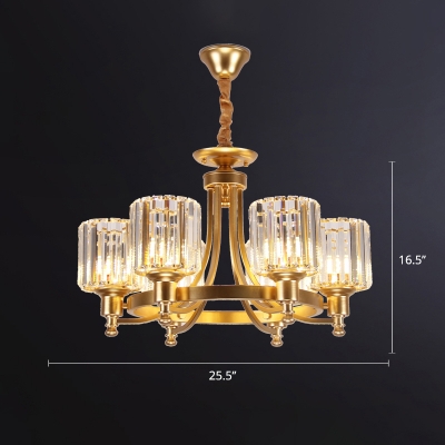 Cylindrical Up Chandelier Postmodern Prismatic Optic Crystal Pendant Light Fixture for Living Room