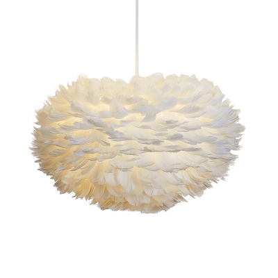 Goose Feather Dome Down Lighting Simplicity 1 Head Ceiling Pendant Light for Bedroom