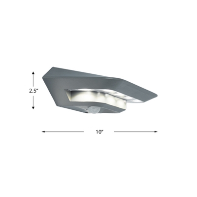 Grey Tapered Sconce Light Fixture Nordic Plastic Solar LED Wall Mount Lamp for Door