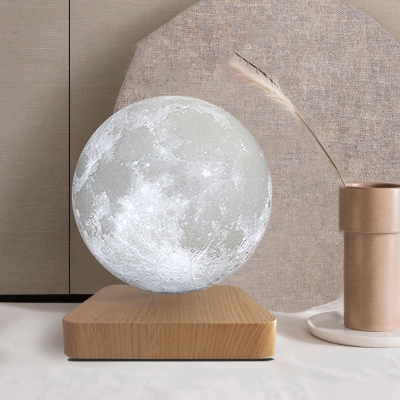 Magnetic Levitation Moon Night Light Nordic Plastic White LED Table Lamp for Kids Bedroom
