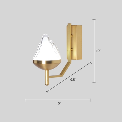 Postmodern Sconce Lamp Brass Geometric Wall Lighting with Opal Glass Shade for Bedroom