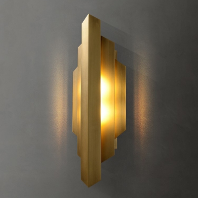 Postmodern Style Symmetric Wall Mount Light Metallic 2-Bulb Living Room Wall Sconce in Gold