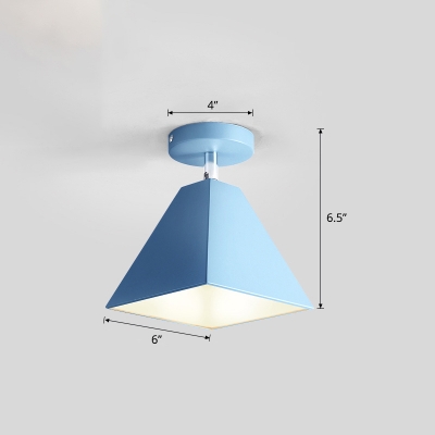 Pyramid Metal Semi Flush Light Nordic 1 Head Rotating Ceiling Light Fixture for Corridor