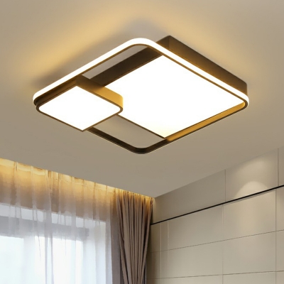 Square Shape LED Flush Mount Lamp Nordic Aluminum Bedroom Ceiling Flush Light in Black