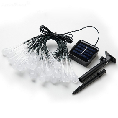 21.3ft Plastic Droplet Solar Festive Light Decorative 30-Head Black LED String Light for Outdoor