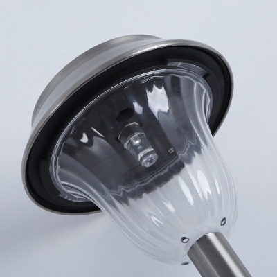 Bell Shaped Solar Stake Lamp Contemporary Plastic Silver LED Landscape Light for Garden