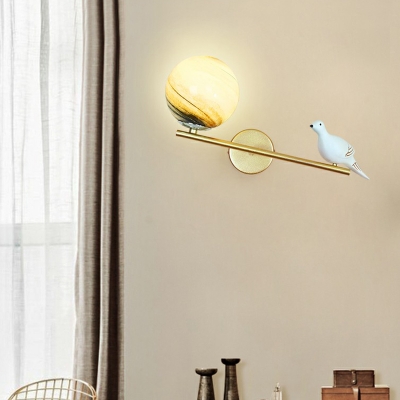 Bird Wall Lighting Ideas Artistic Metal 1-Light Bedroom Wall Mounted Light in Gold