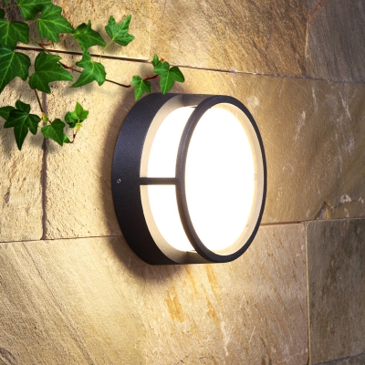 Black Round Wall Mounted Light Minimalism Metal Led Flush Mount Sconce For Outdoor Beautifulhalo Com - Flush Mount Wall Sconce Outdoor