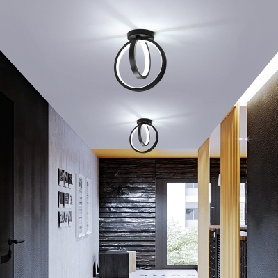 Crossed Ring Metal LED Ceiling Light Simple Style Acrylic Semi Flush Light for Corridor