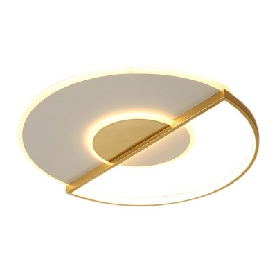Gold and White Loop Flushmount Light Simplicity LED Metal Ceiling Light for Bedroom