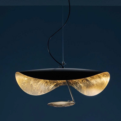 Metal Leaf Shaped Hanging Lamp Postmodern 1-Light Suspension Light for Dining Room