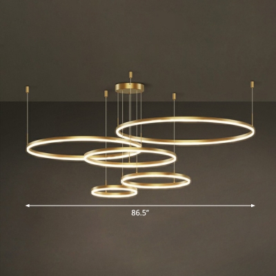 Minimalist Loop Shaped Pendant Light Acrylic Living Room LED Chandelier Lighting