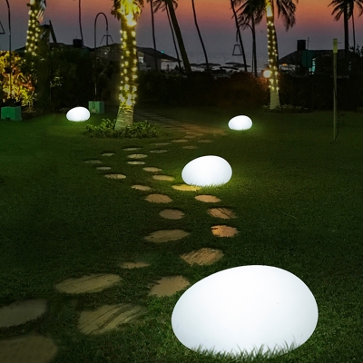Rechargeable Cobblestone Hotel Sidewalks Lighting PE Creative Modern LED Ground Light in White