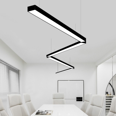 Rectangle Office Hanging Lamp Metal Modern LED Pendant Chandelier Light with Acrylic Diffuser