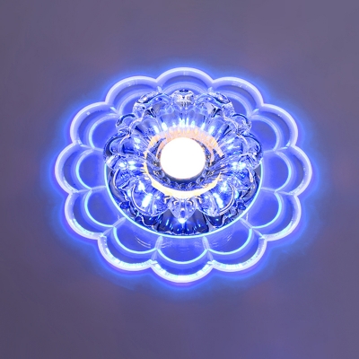 Scalloped Ceiling Mount Lamp Minimalist Crystal Clear LED Flush Light for Corridor