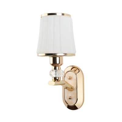 Shaded Wall Mount Light Simplicity Gold Metal Sconce Lighting Fixture for Living Room