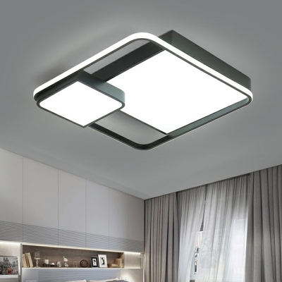 Square Shape LED Flush Mount Lamp Nordic Aluminum Bedroom Ceiling Flush Light in Black